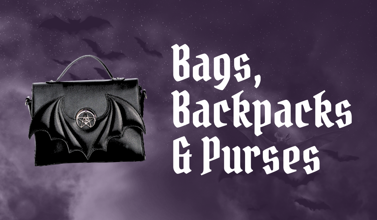 goth bags, backpacks, purses, wallets